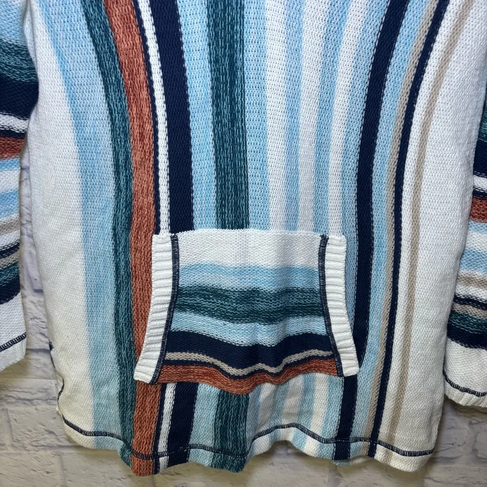 Soft Surroundings Bimini Pullover Hoodie Women Large Multicolor Striped Sweater